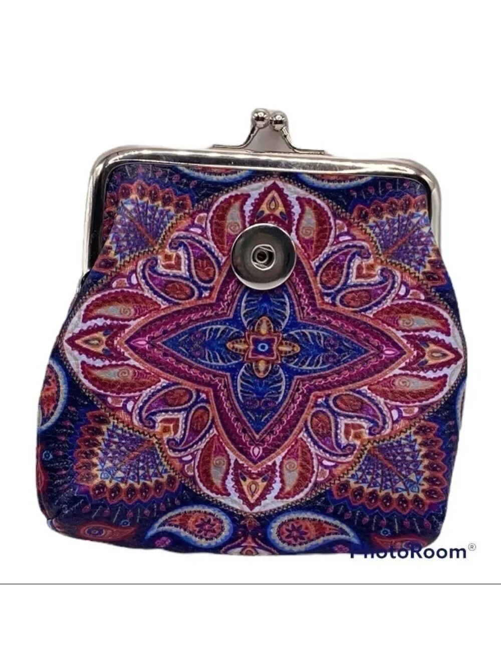 Snap Jewelry Red & Blue Paisley Micro Purse & 18mm Sparkling Heart Ginger Snap!
